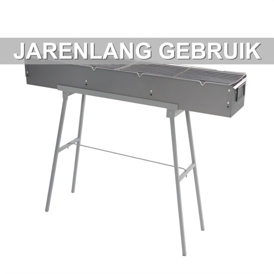 BBQ-grill - Voor camping - Draagbare, opvouwbare houtskoolgrill - Grijs - 100*18*13cm van Merkloos — afbeelding 2