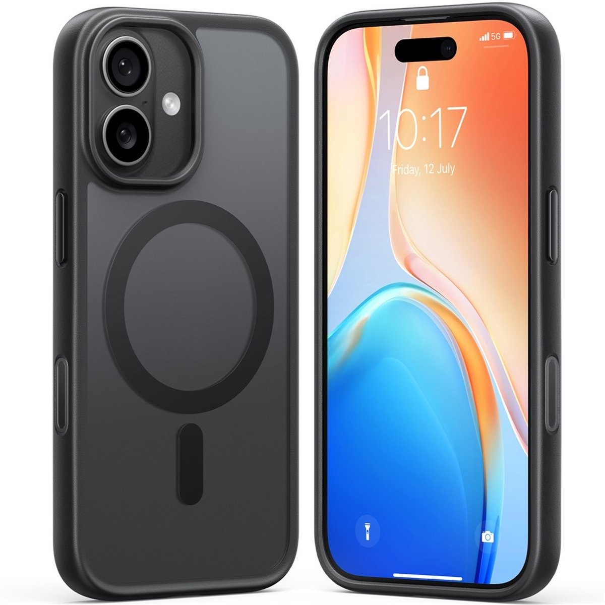 Torras Geschikt voor iPhone 17 hoesje - slanke bescherming met magnetisch ondersteuning - Zwart