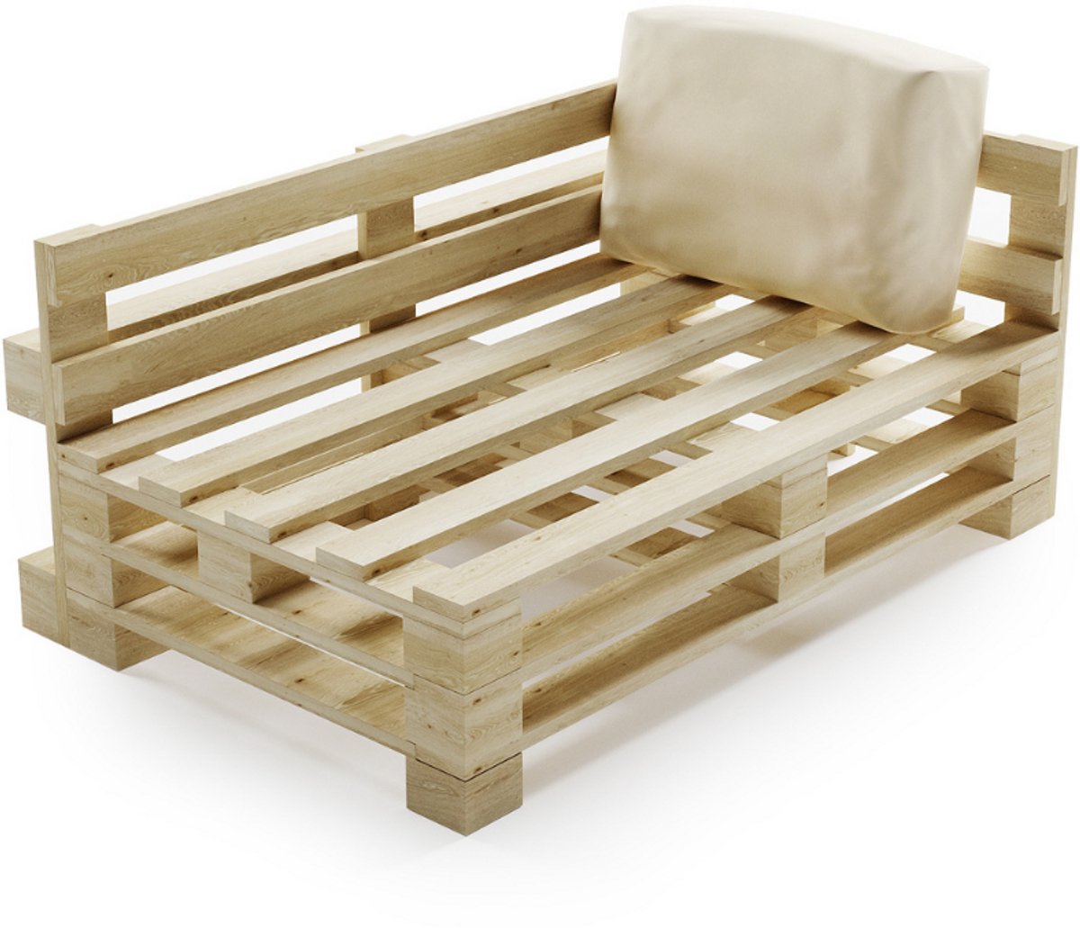 Bananair - Palletkussen - Afneembare hoes - Waterbestendig hoekkussen - Tuinkussen voor Palletbank - 60x40 cm - Beige