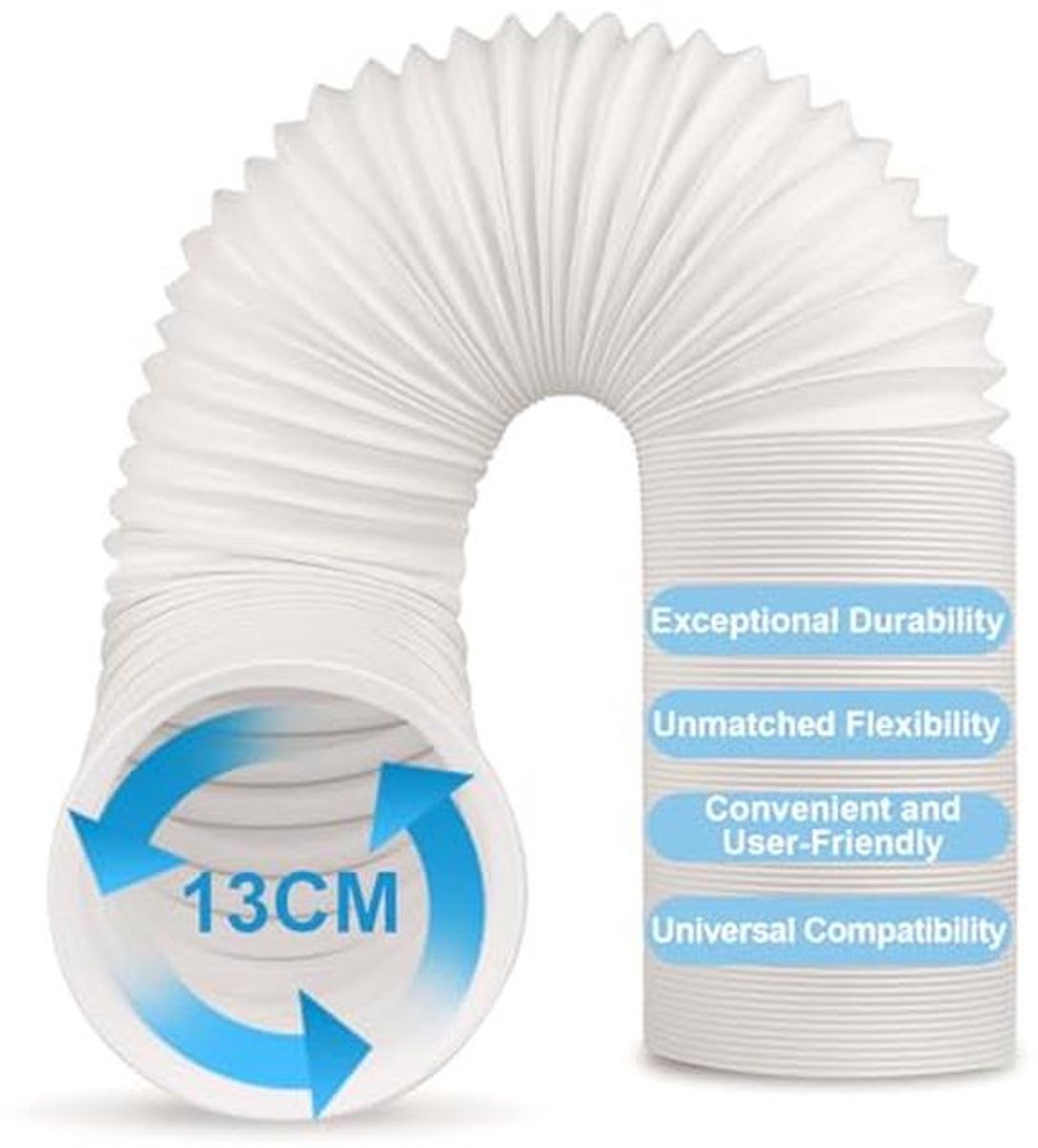 Flexibele PVC afvoerslang voor draagbare airconditioners - Ø 130 mm, Lengte 2 m