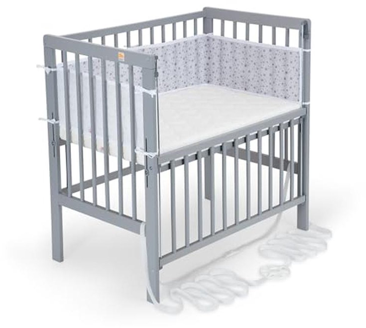 Baby bijzetbed Flex met verstelbaar zijpaneel en ademend nestje, massief beuken, Comfort matrassen