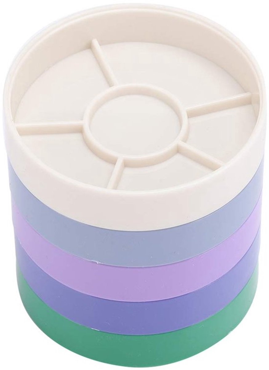 KARZO - Duurzame Horloge Gereedschap Houder, 5 Laags Plastic Ronde Horloge Onderdelen Schroef Opslagdoos, Horloge Onderdelen Doos Voor Reparatie En Vervanging