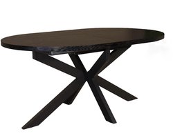 Uitschuifbare eettafel ovaal 160-220cm Liam zwart MDF eetkamer tafel