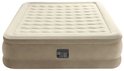 Un matelas pneumatique Intex crème et brun avec pompe intégrée, isolé sur fond blanc.