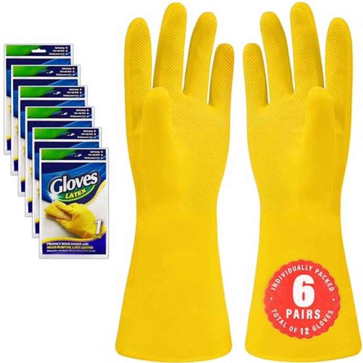 Kleine herbruikbare latex schoonmaakhandschoenen - waterdicht en antislip - 6 paar