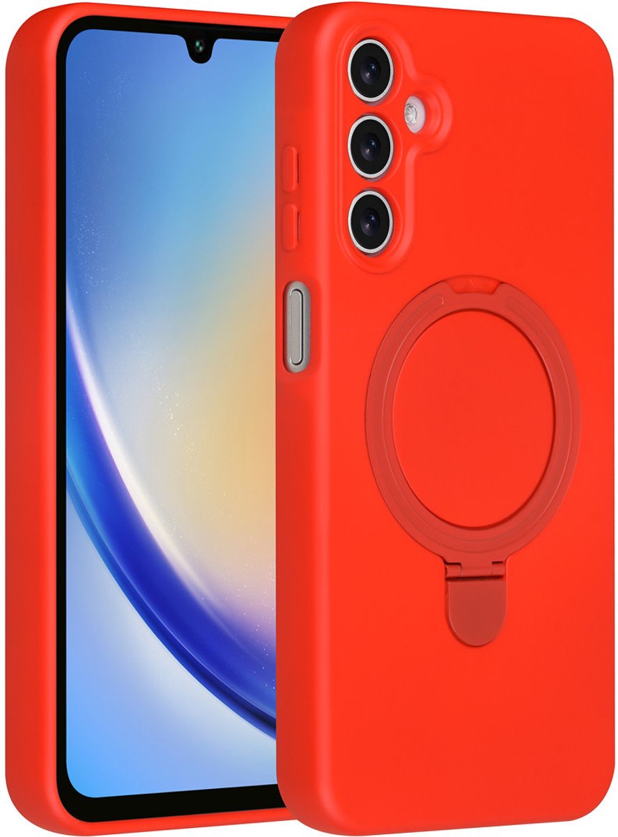 TUNIQ telefoonhoesje voor Samsung Galaxy A16 5G - MagSafe met ringstand en koord - Rood