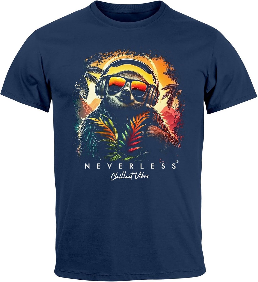 Heren T-shirt met muziek print en chill luiaard ontwerp - Casual zomer mode