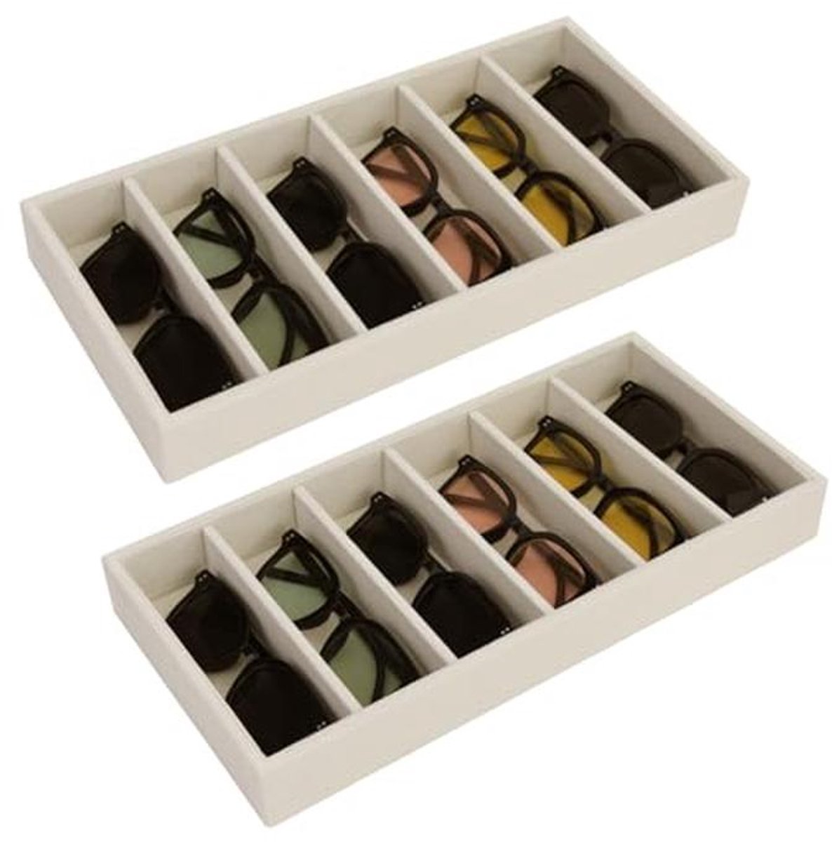 Zonnebril Organizer - Fluwelen Bril Houder en Sieraden Lade