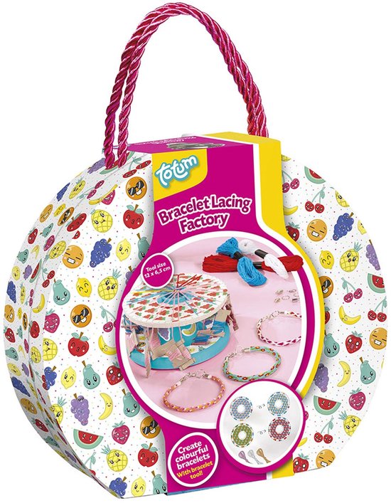 Totum fashion armbandjes maken knutsel koffer creatief speelgoed meisjes - bracelet lacing factory met tool - creatief knutselen cadeau tip
