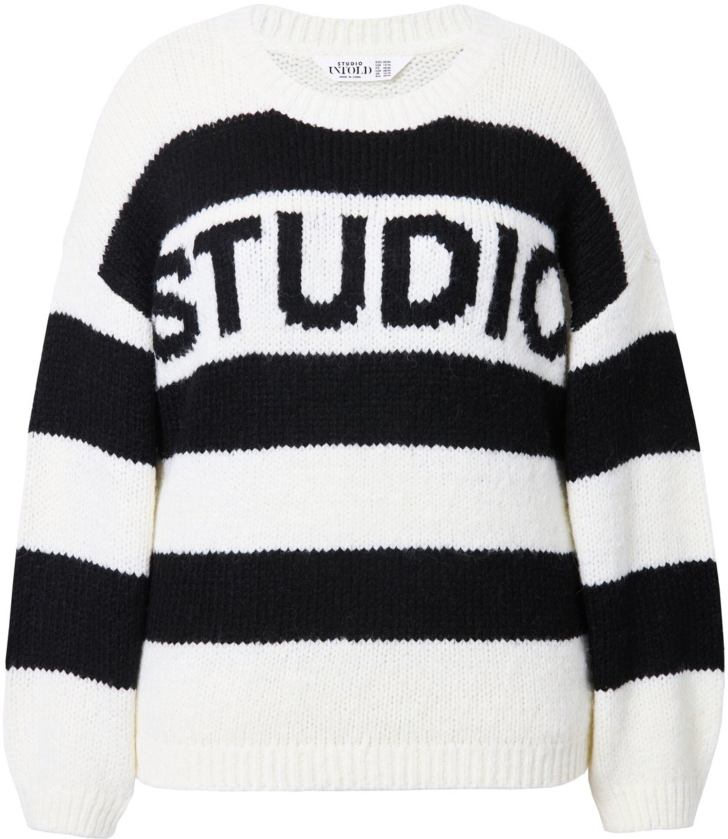Studio Untold - Dames - Trui oversized blokstrepen statement - Zwart - Maat 58+