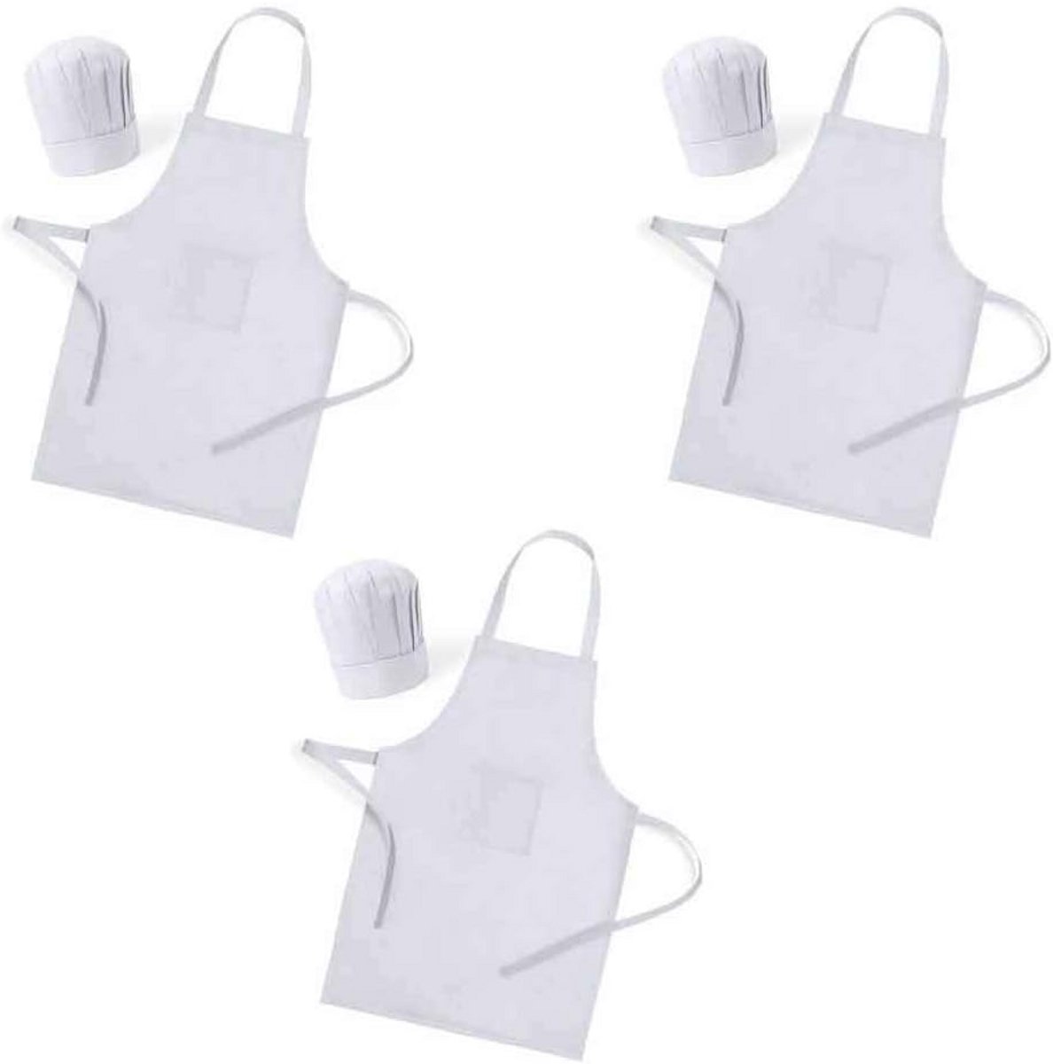 Kinderschorten met muts voor kleine koks - 25 stuks in wit