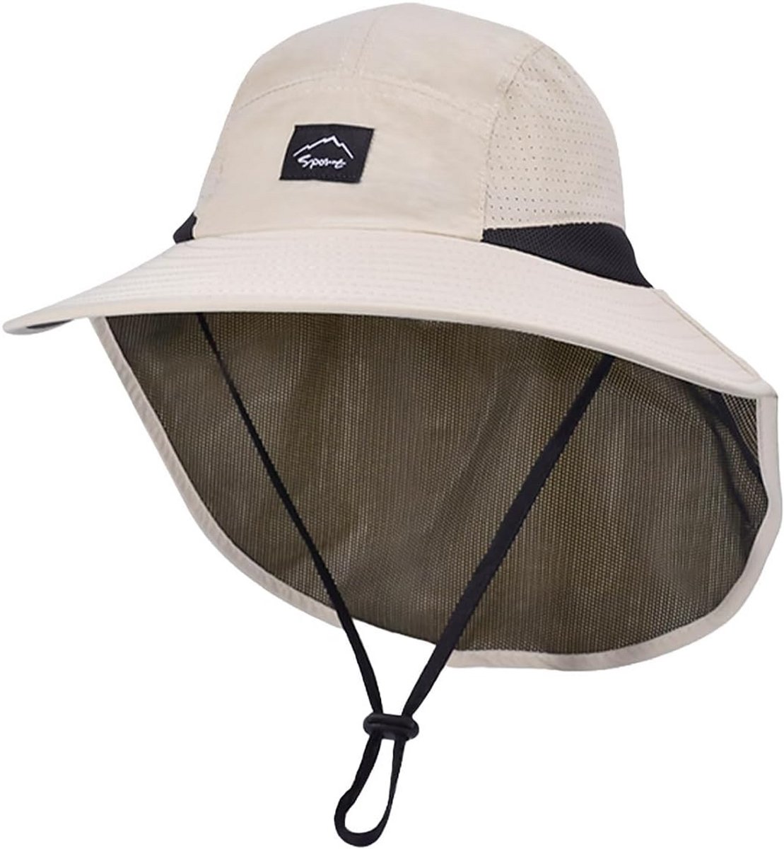 Kinderzomerhoed met Brede Rand en Nekbescherming - Verstelbare Safari Visor Zonnehoed 54-56 cm