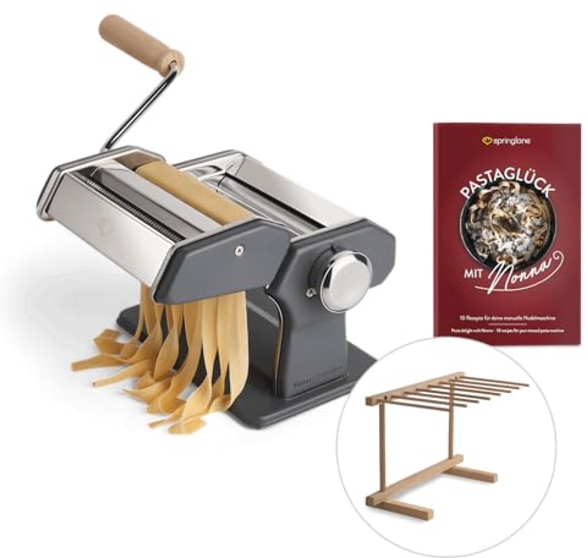Handmatige pastamachine voor zelfgemaakte pasta met 9 opzetstukken en pastadroger