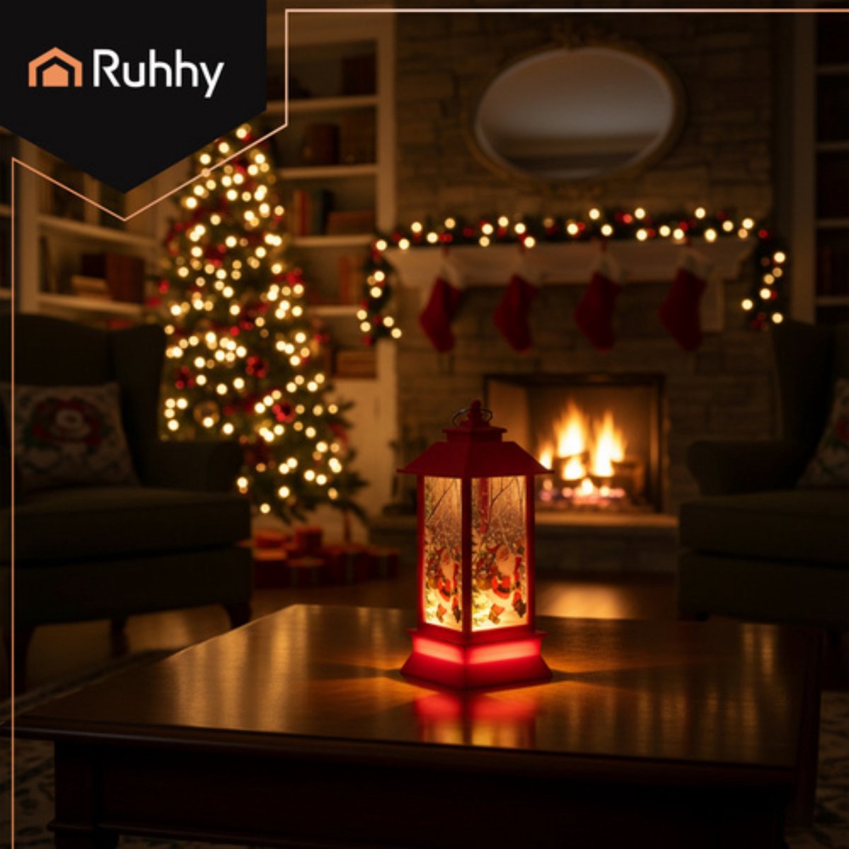 Ruhhy Kerstlantaarn - 2x - rood - 12 x 5 cm - kunststof - LED licht - lantaarn - kerst - kerstlicht – foto 6