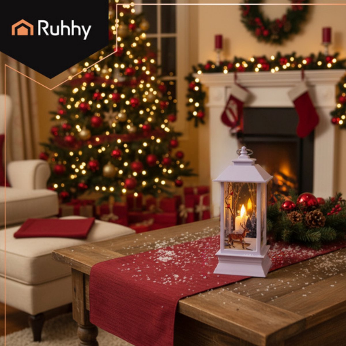 Ruhhy Kerstlantaarn - 2x - wit - 12 x 5 cm - kunststof - LED licht - lantaarn - kerst - kerstlicht – foto 3