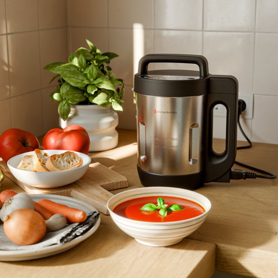 KitchenBrothers Soepmaker - 1.2L - 5 Programma's - Timer Display - Blender - RVS/Zwart van KitchenBrothers — afbeelding 4
