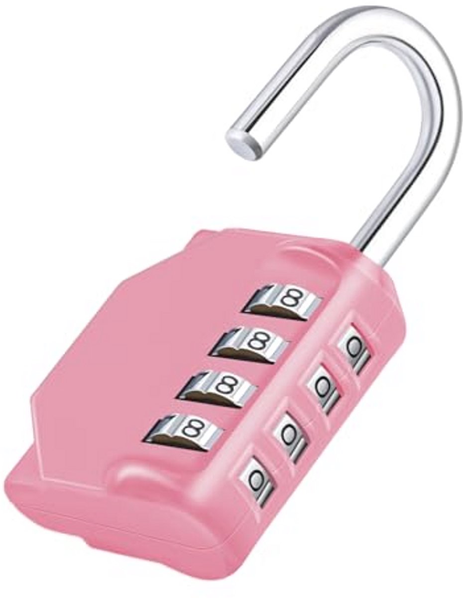 Hangslot met 4-cijferige combinatie, weerbestendig en veelzijdig gebruik voor gym, kast en tuinhekken