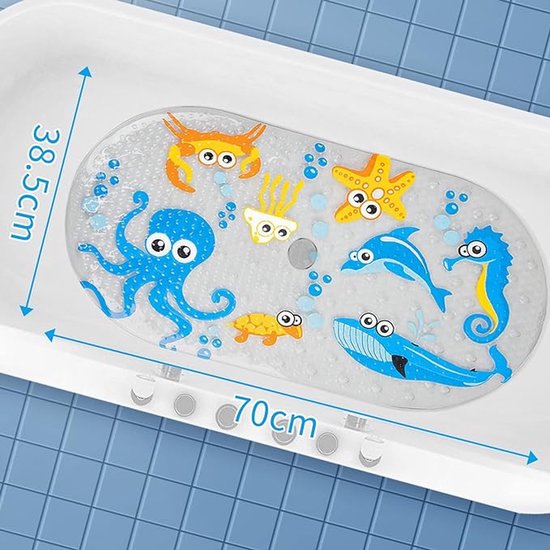 Badmat Antidérapant - Enfants - Canards - Canard en Caoutchouc - 70x40 cm - Pour Bain et Douche - Avec Ventouses