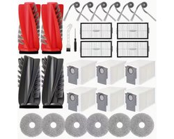 28-delige G20s Ultra Vervangingsonderdeel Accessoires voor Roborock G20s Ultra/Saros 10R/Qrevo CurvX met 2 Rode Rollers, 2 Zwarte Rollers, 4 Hepa, 6 Dweilen, 6 Stofzakken, 6 Bijrollen, 1 Schroevendraaier, 1 Reinigingsborstel, Onderhoudskit, Stofzuige