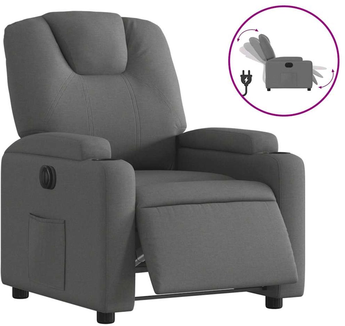 vidaXL Fauteuil - elektrisch - verstelbaar - stof - donkergrijs
