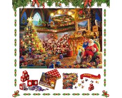 24 stuks - Puzzel met aftelscène voor Kerstmis 2025 - Kerstpuzzel in een blinde doos - Kerstpuzzel - Santa's Workshop - Creatieve kerstdecoratiepuzzel - Geschikt voor volwassenen en kinderen