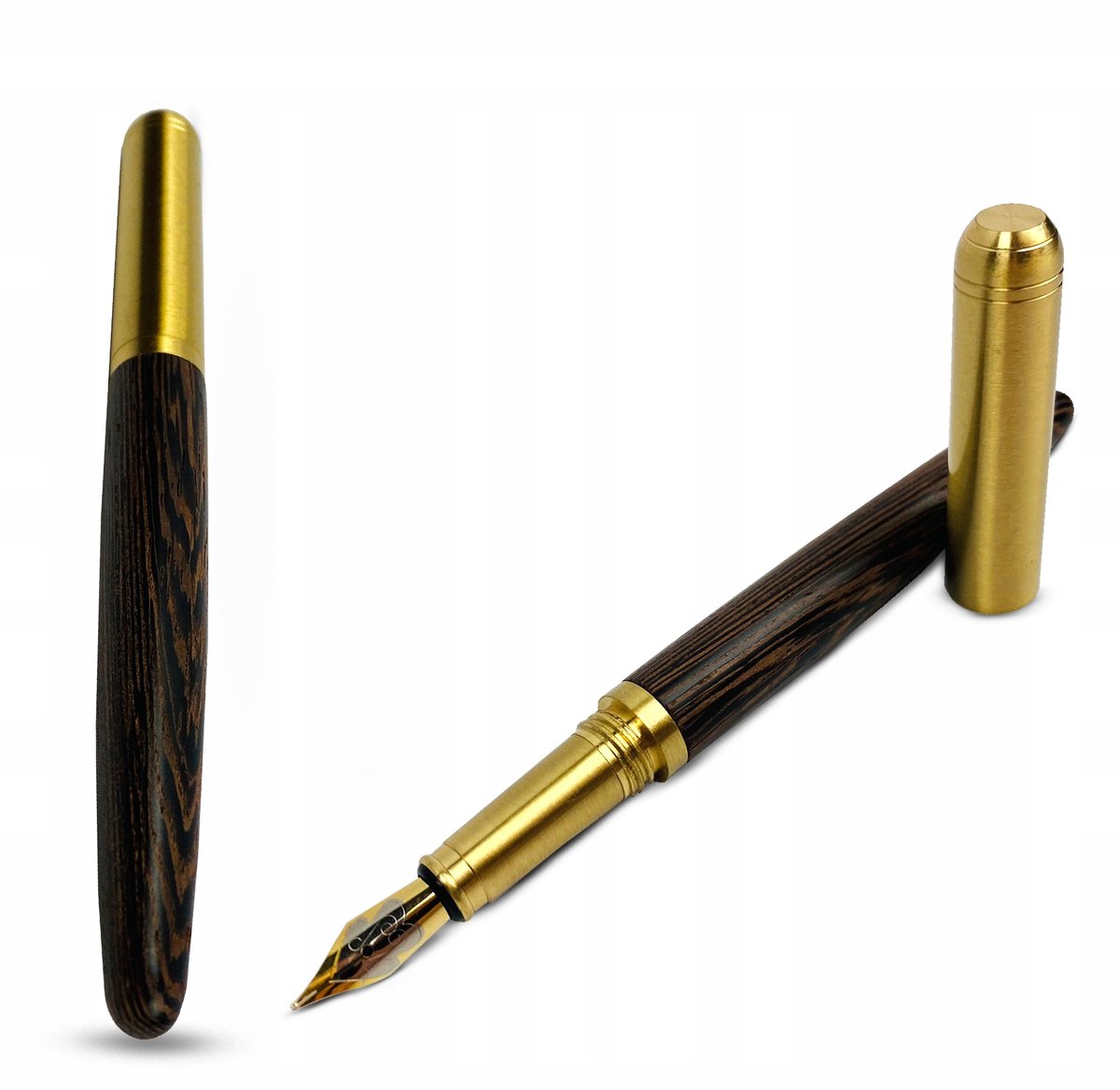 Luxe Houten Vulpen 0,7mm Iridium Point Germany Messing Accenten