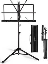 Finesse Muziekstandaard voor Bladmuziek - Opvouwbaar - met Draagtas - Lessenaar - voor Tablet -Zwart