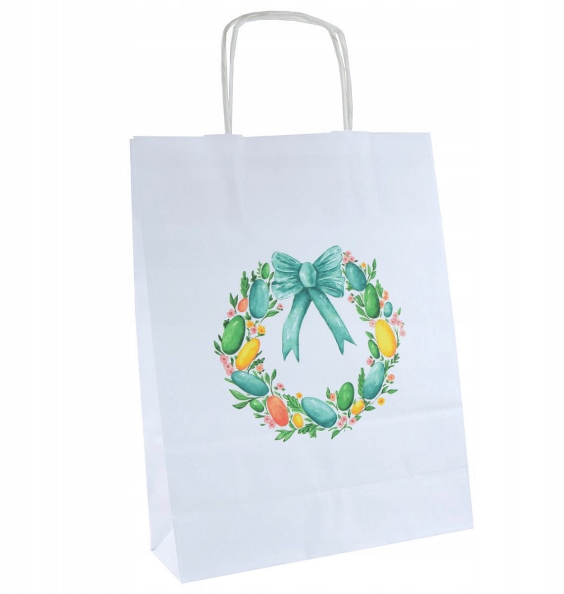 Papieren Paas-tas met kransprint - 24x10x32 cm
