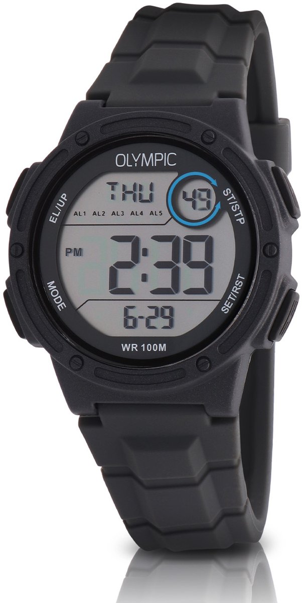 Olympic OL45HKR019 Digital Horloge - Mineraalglas - Kunststof - Grijs - 40 mm breed - Quartz - Gesp - 10 ATM (zwemmen)