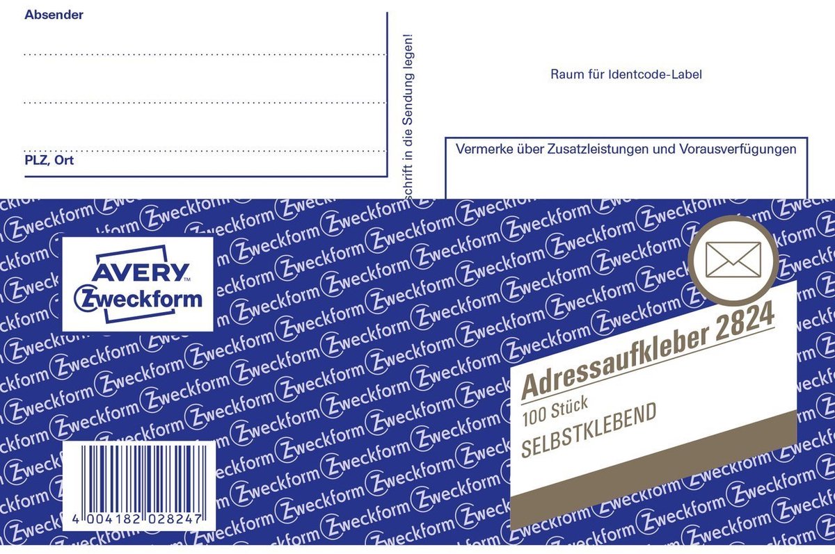 AVERY-vorm 'Adresetiket', A6-landschap