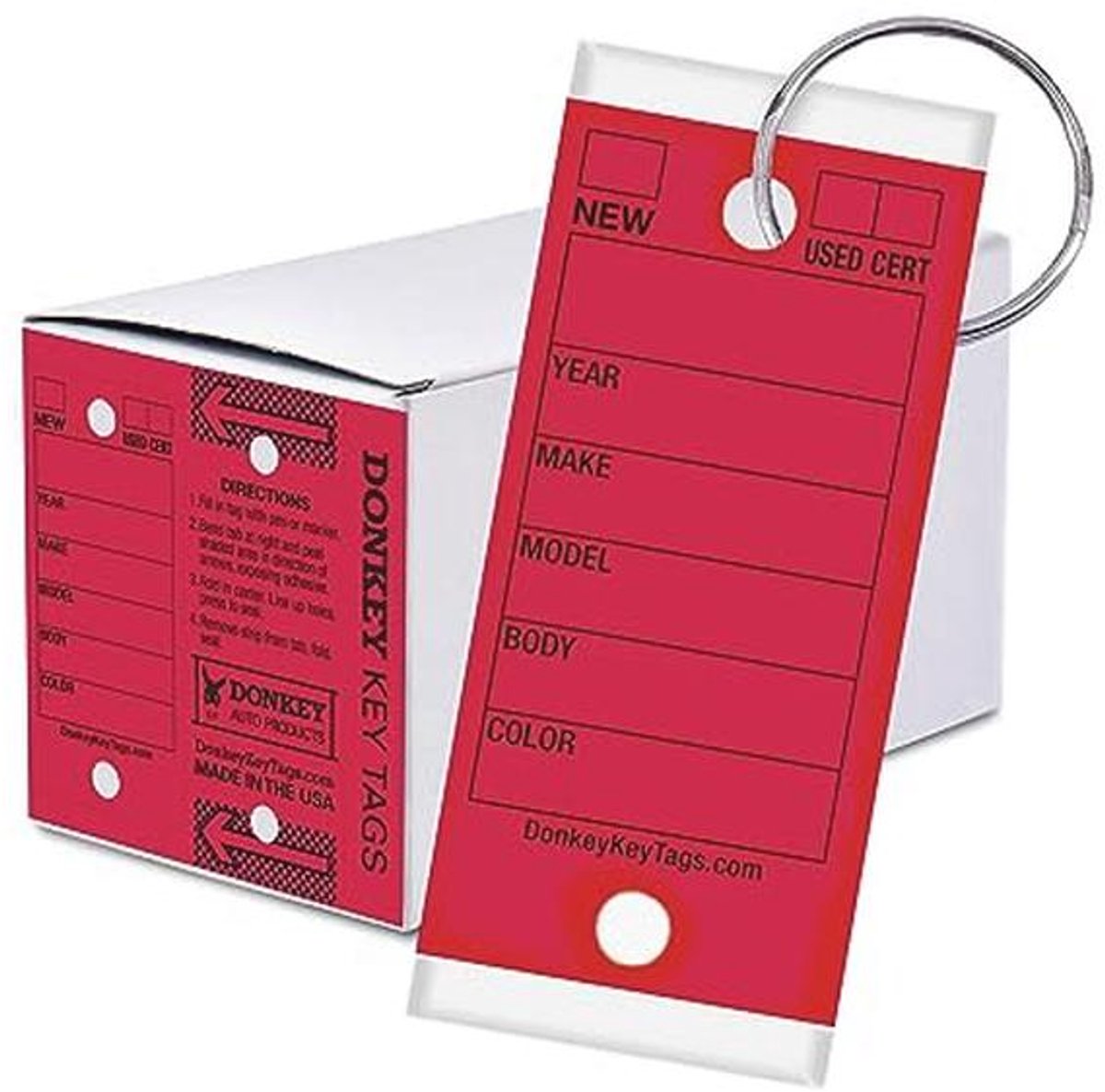 Zelfbeschermende Sleuteltags - 250 Gelamineerde Labels met Metalen Ringen (Rood)