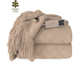Groenland BOHEM Design Warmtedeken voor de Bank 180 × 130 cm Taupe Dawn | Verwarmde Plaid · Elektrische Deken voor de Bank | Wasbaar · 9 Warmtestanden · Timer met Automatische Uitschakeling