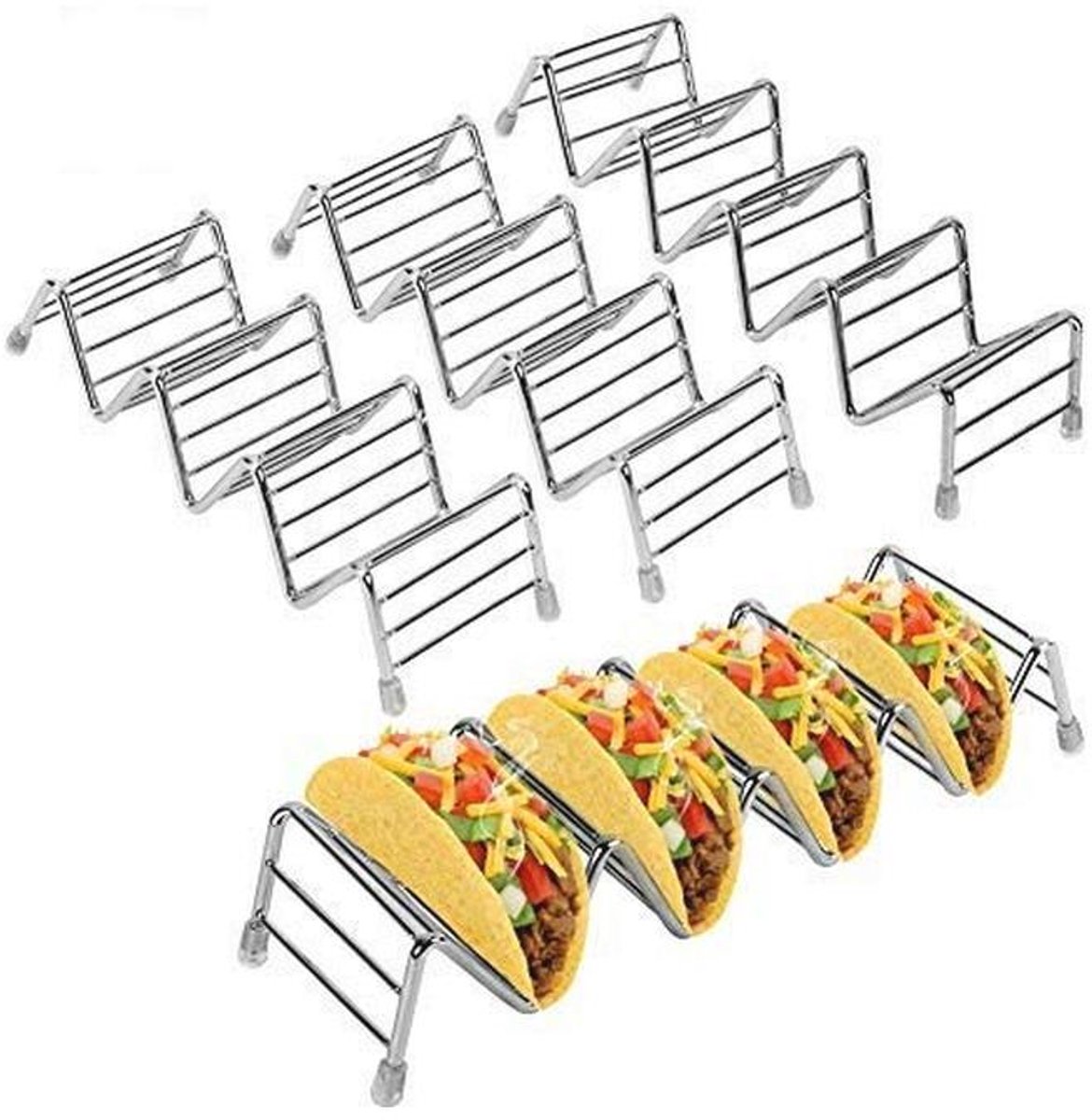 Roestvrijstalen Taco Houder voor 14 Taco's Oven Veilig en Geschikt voor Zachte en Harde Schelpen