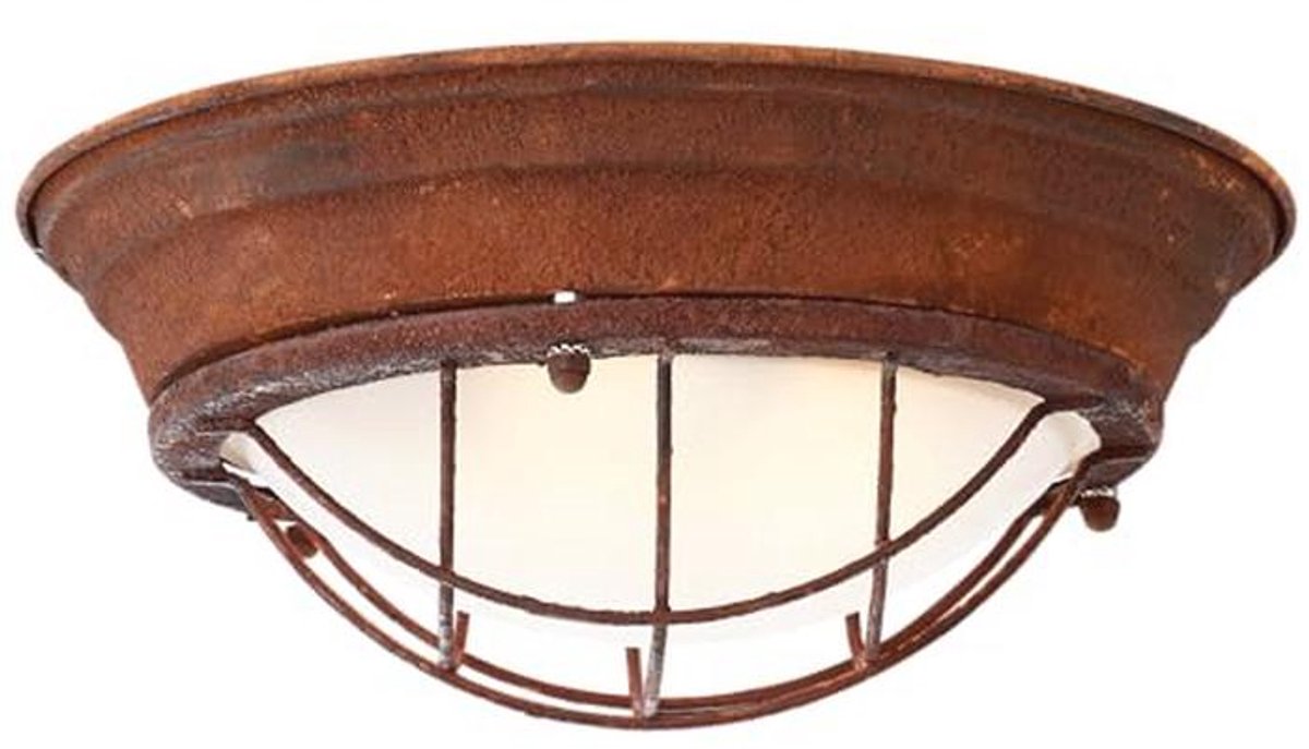 Industriële Vintage Wand- en Plafondlamp 15 cm Hoog en Ø 34 cm - Dimbaar met Glazen Kap