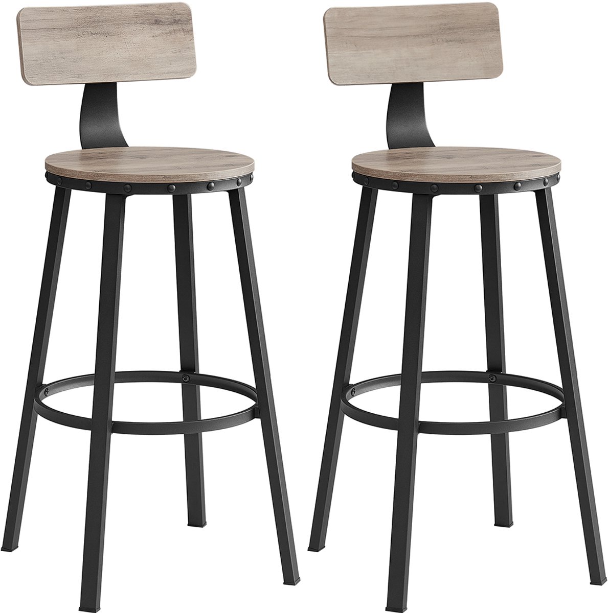 Songmics Barkruk – Set van 2 – Greige-zwart