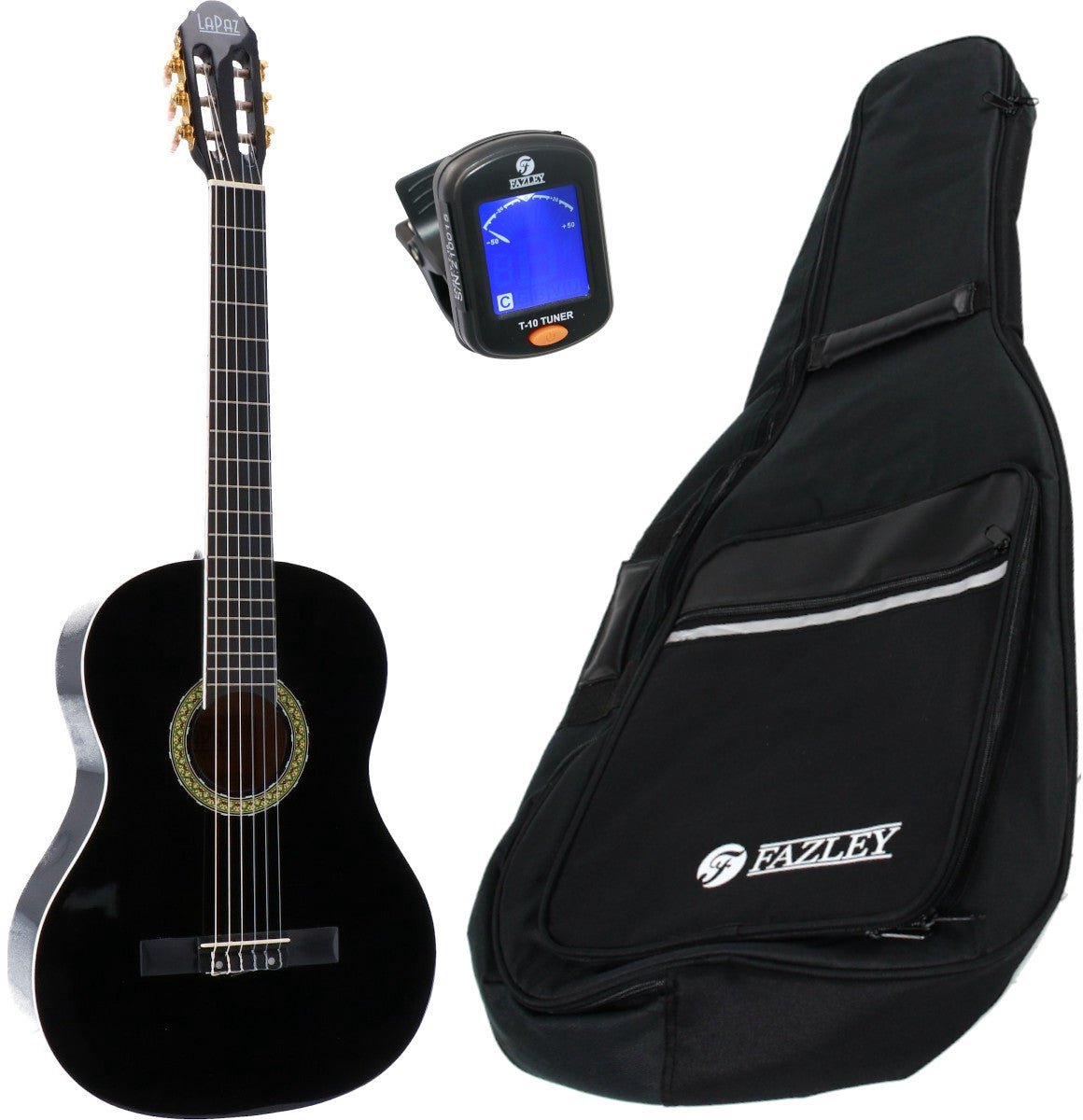 Klassieke Gitaar 4/4 - incl. gigbag en stemapparaat - LaPaz 002 - Zwart