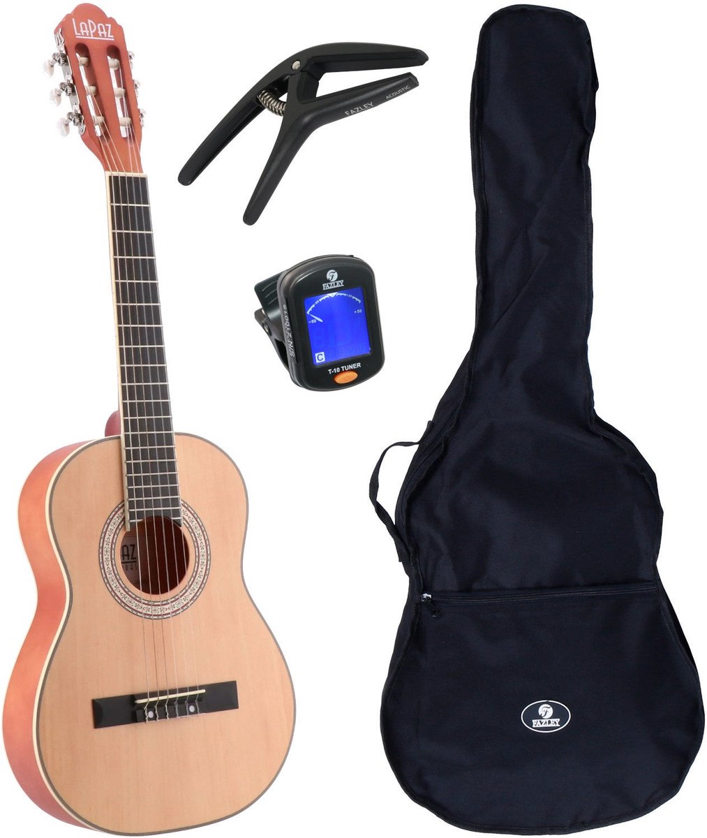 LaPaz C30N klassieke gitaar 3/4-formaat naturel + gigbag + accessoires