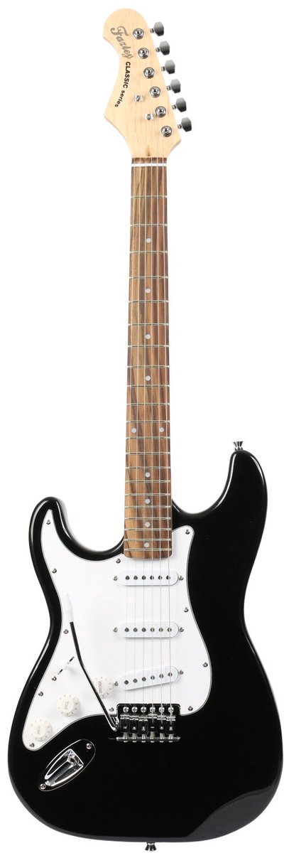 Fazley FST118BKLH linkshandige elektrische gitaar zwart