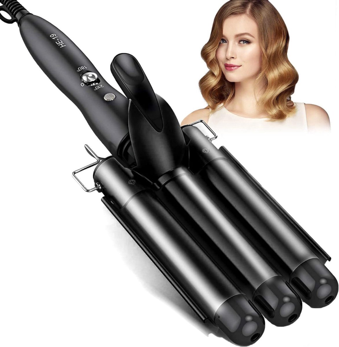VIN® Wafeltang Haar 25mm - Golvenkrultang - Wave Krultang - Golvenkrultang - Instelbare Temperatuur- Waver -Beach Waves - Krultang - voor Lang en Kort Haar - Zwart
