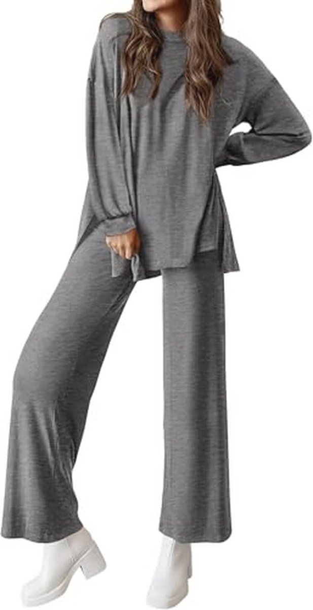 2-delige dames outfit met korte mouwen en brede broek voor casual gebruik