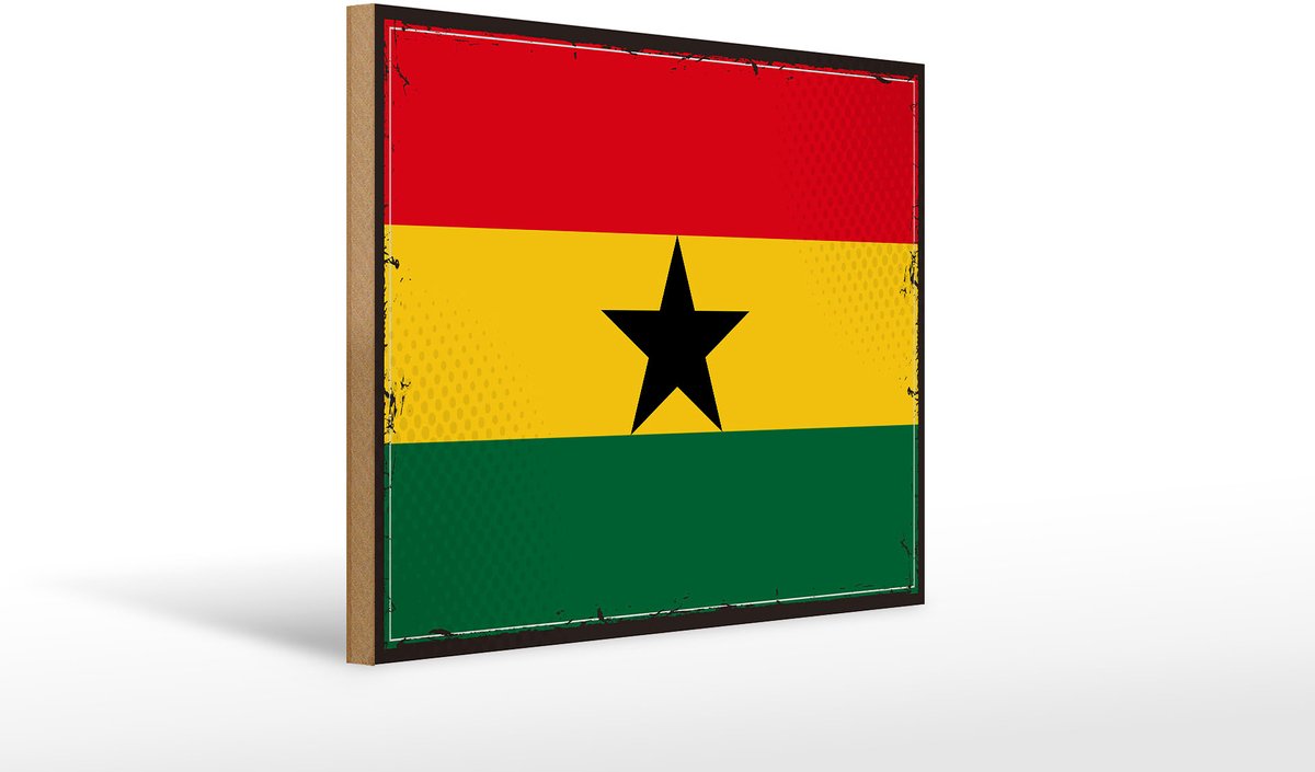Holzschild Flagge Ghanas 40x30cm Retro Flag of Ghana