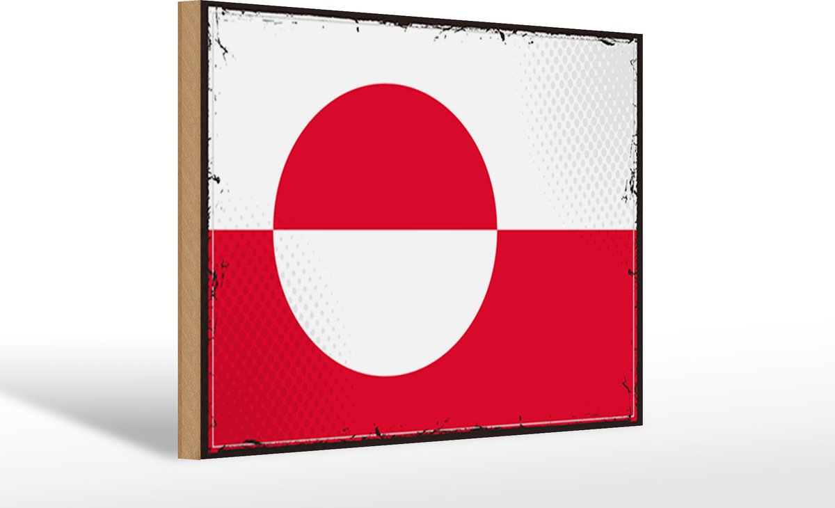 Holzschild Flagge Grönlands 30x20cm Retro Flag Greenland
