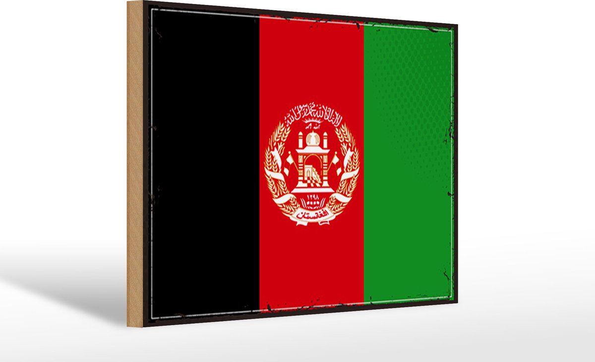 Holzschild Flagge Afghanistans 30x20cm Retro Afghanistan