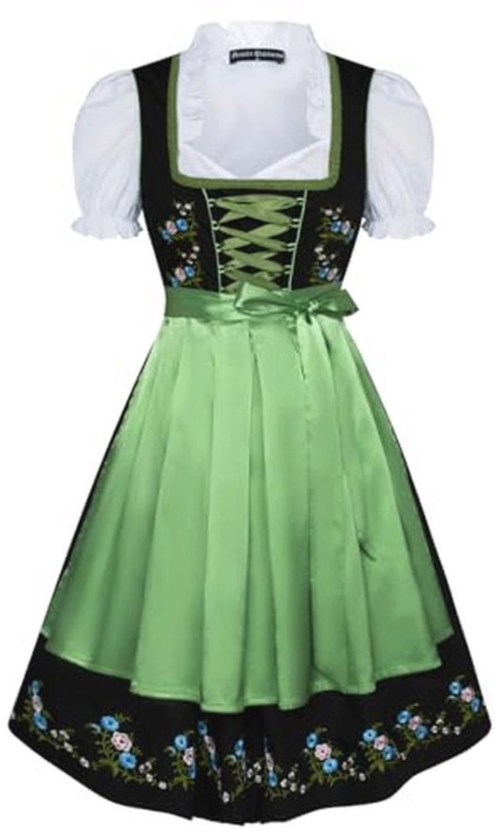 SCARLET DARKNESS Oktoberfest-outfit voor dames, 3-delige dirndl-jurk, Beierse dirndl, voor Duitse bierfestival-outfits