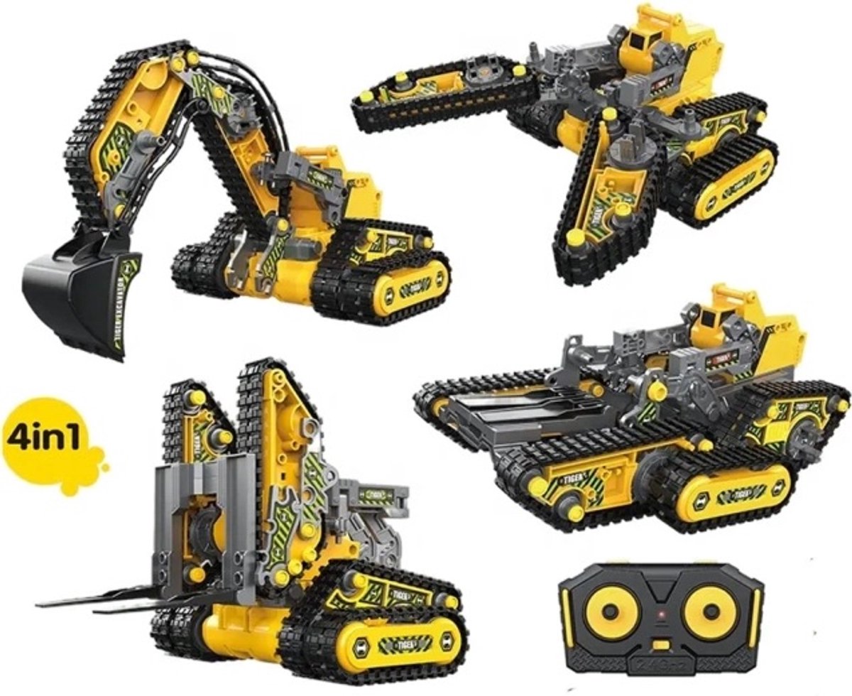 YAR Graafmachine 4 in 1 - robot Speelgoed - Buitenspeelgoed - Zandbak - Elektrische Kraan - Geel
