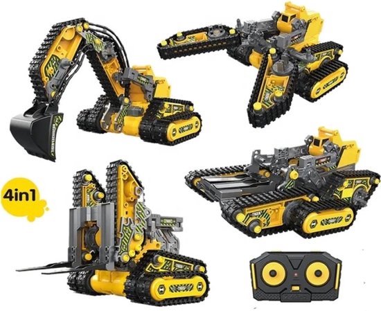 Pelleteuse YAR 4 en 1 - Robot Jouets - Jouets de plein air - Bac à sable - Grue électrique - Jaune