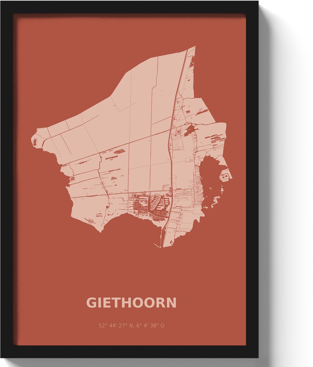 Poster Giethoorn A3 - 30 x 42 cm - Rood (Exclusief Lijst)