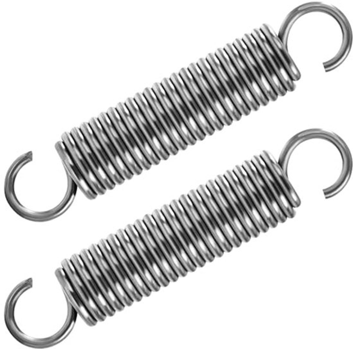Spanners 2.5 x 18 x 90 mm - Rvs Tensionspring met Dubbele Haak - Max. Treksterkte 12.8 kg
