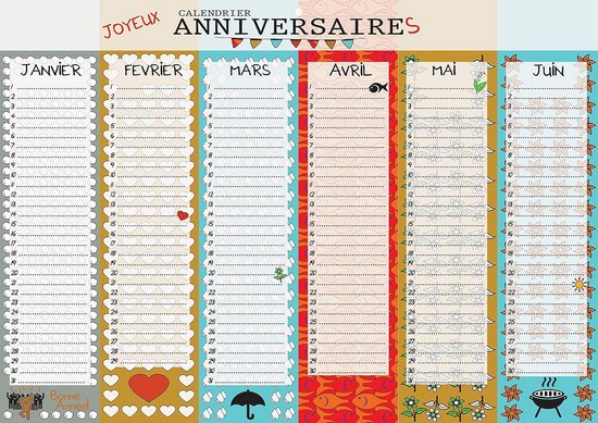 dv720 Whiteboard verjaardagskalender, confetti, DIN A3, afwasbaar