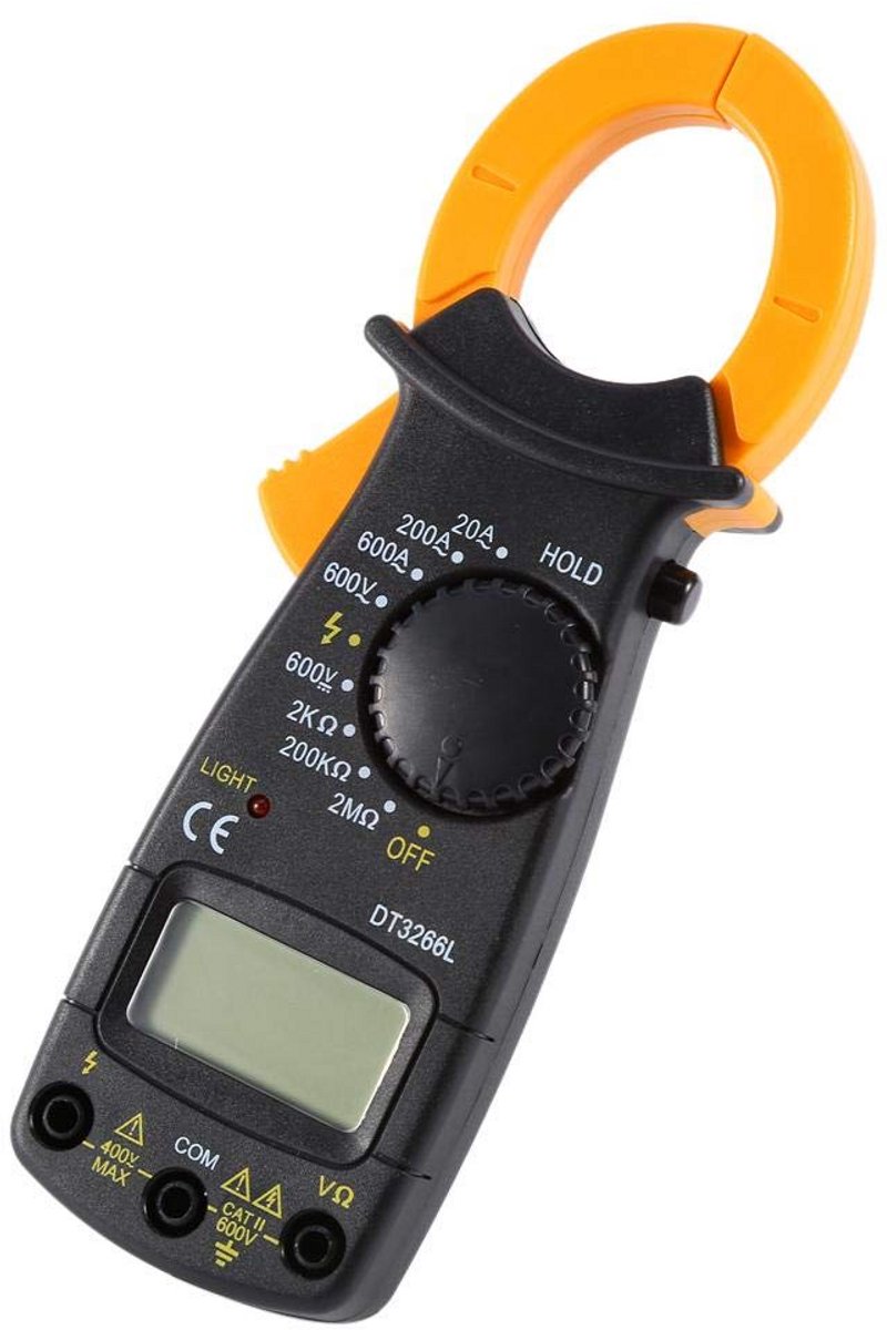 Digitale stroomtang multimeter - 600A AC stroommeter met AC/DC voltmeting en weerstandsmeting